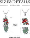wholesale 925 Sterling Silver Green Agate Red Enamel Mushroom & Snail Pendant Necklace Gift for Her-0-4