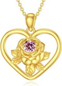 wholesale 14K Gold Plated 925 Sterling Silver Birthstone Love Rose Necklace for Women-J1-October