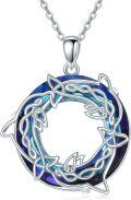 wholesale 925 Sterling Silver Metal Crystal Animal Pendant Necklace - Blue Stone Circle Design with Dragon Motif-0-0