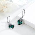 wholesale 925 Sterling Silver Green Heart & Skull Drop Earrings Gothic s for Women-0-1