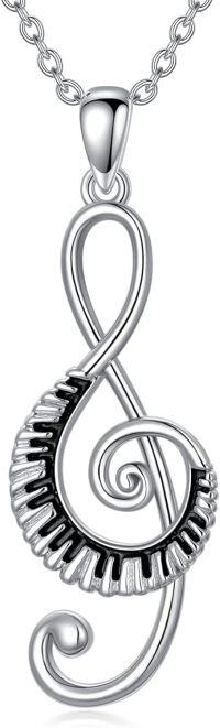 wholesale Sterling Silver Birthstone Music Necklace Piano Note Treble Clef Pendant-0-Music
