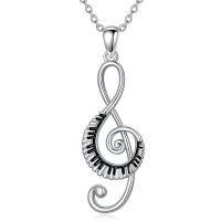 wholesale 925 Sterling Silver Music Note Heart Pendant Necklace-0-Music