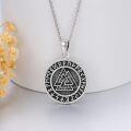 wholesale 925 Sterling Silver Valknut Rune Pendant Norse Viking Amulet Talisman Necklace-0-1