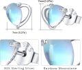wholesale 925 Sterling Silver Blue Opalite Heart Stud Earrings & Pendant Set Hypoallergenic  for Women Girls-0-1