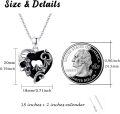 wholesale 925 Sterling Silver Heart-Shaped Bat and Skull Pendant Necklace with Black Onyx Stone-0-4