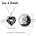 wholesale 925 Sterling Silver Heart-Shaped Bat and Skull Pendant Necklace with Black Onyx Stone-0-4