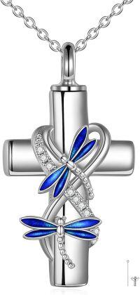 wholesale 925 Sterling Silver Dragonfly Cross Urn Keepsake Memorial Jewelry for Women-Dragonfly