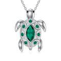 wholesale 925 Sterling Silver Turtle Pendant With Green Gemstones-0-0