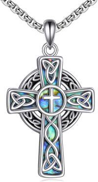 wholesale 925 Sterling Silver Celtic Knot Abalone Shell Inlay Cross Pendant Necklace for Women-Celtic Cross1