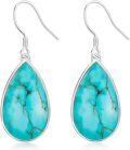 wholesale 18K Gold Plated 925 Sterling Silver Genuine Turquoise Statement Jewelry 27x15mm 4g-0-0