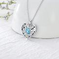 wholesale 925 Sterling Silver 925 Blue Topaz Heart Locket Necklace for Women - Personalized -0-4