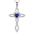 wholesale 925 Sterling Silver White Gold Plated Celtic Cross Heart Citrine Pendant Necklace-0-42