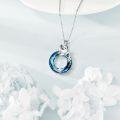 wholesale 925 Sterling Silver Blue Cat Pendant Necklace with Swarovski Crystals for Women-0-3