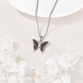 wholesale 925 Sterling Silver Butterfly Wooden Pendant Necklace with Mustard Seed Accents-0-2
