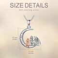 wholesale 925 Sterling Silver Moonstone Pendant with Dragon and Girl Charm Necklace for Women Girls  48cm Chain Length-0-4