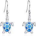 wholesale 925 Sterling Silver Blue Opal Turtle Dangle Earrings Hawaiian s for Women-0-0