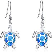 wholesale 925 Sterling Silver Blue Opal Turtle Dangle Earrings Hawaiian s for Women-Turtle-06