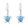wholesale 925 Sterling Silver Blue Opal Turtle Dangle Earrings Hawaiian s for Women-0-0