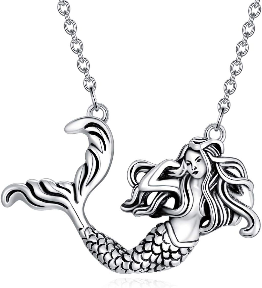 Sterling Silver Rose Pendant Necklace Jewelry Gift for Women Girls-Oxidized