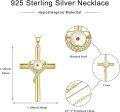 wholesale 925 Sterling Silver Cross with Heart and Cubic Zirconia Accents Pendant Necklace Christian -0-1