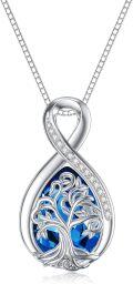 wholesale 925 Sterling Silver Birthstone Valentine s Day Tree of Life Teardrop Necklace-0-30