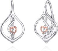 wholesale 925 Sterling Silver Treble Clef Heart Dangle Drop Lever Back Earrings s for Women Girls-music note-music note