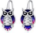 wholesale 925 Sterling Silver Gold-Plated Blue Purple Enamel Owl Stud Earrings for Women Girls  48x36mm-0-0