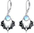 wholesale 925 Sterling Silver Black Bat Moonstone Gothic Drop Earrings for Women - Halloween  Ideas-0-0