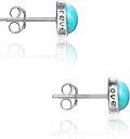 wholesale 925 Sterling Silver Natural Turquoise Round Stud Earrings for Women - Hypoallergenic  (Love)-0-1