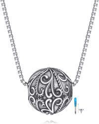 wholesale 925 Sterling Silver Round Floral Locket Pendant Chain Necklace for Ashes Memory Keepsake s for Women and Girls-Filigree Ball