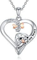 wholesale 925 Sterling Silver Hypoallergenic Dog Head in Heart Pendant Necklace for Sister Dog Lovers Gifts-0-0