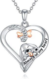 wholesale 925 Sterling Silver Hypoallergenic Dog Head in Heart Pendant Necklace for Sister Dog Lovers Gifts-Dog 1