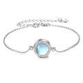 wholesale 925 Sterling Silver Opal Circle Chain Link Bracelet-0-15