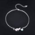 wholesale 925 Sterling Silver Opal Cat Charm Bracelet for Women - Cute Kitten  Idea-0-2