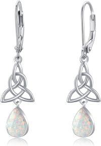 wholesale 925 Sterling Silver Opal Celtic Knot Teardrop Dangle Earrings-09- Celtic Opal Earring