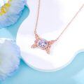 wholesale 925 Sterling Silver Gold-Plated Butterfly Pink Sapphire Gemstone Pendant Necklace-0-4