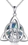 wholesale 925 Sterling Silver Abalone Shell Triquetra Pendant Necklaces for Women Irish Lucky Charm s 43cm Chain Length-0-0