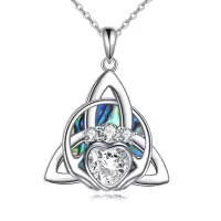 wholesale 925 Sterling Silver Abalone Shell Triquetra Pendant Necklaces Wholesale for Women Irish Lucky Charm s 43cm Chain Length-Claddagh