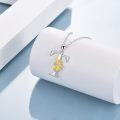 wholesale 925 Sterling Silver & CZ Gold Sunflower Initial Necklace with 18 Rolo Chain - Personalized Gift for Women-0-2