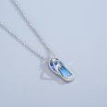 wholesale 925 Sterling Silver Blue Opal Palm Tree Flip Flop Pendant Necklace-0-2