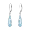 TOUPOP 925 Sterling Silver Larimar Dangle Leverback Earrings-0-0