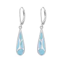 TOUPOP 925 Sterling Silver Larimar Dangle Leverback Earrings-undefined