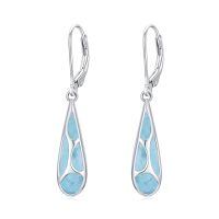 TOUPOP 925 Sterling Silver Larimar Dangle Leverback Earrings-undefined