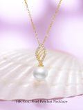 TOUPOP 14k Gold Pearl Necklace with Bow Heart Dolphin Pendant-0-1
