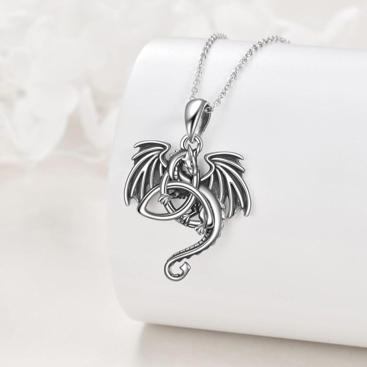 Sterling Silver Crystal Dragon Necklace Jewelry-0-4