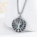 wholesale 925 Sterling Silver Round Abalone Shell Tree of Life Pendant Necklace with Moon Phase Design-0-1