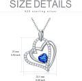 wholesale 925 Sterling Silver Blue Sapphire Heart Pendant Necklace for Women Mothers Day Gifts-0-3