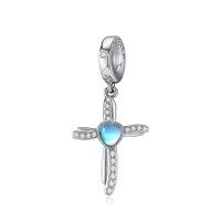 wholesale 925 Sterling Silver Cross Charm Bracelet with Gemstone - Handmade Jewelry Gift for Women-Cross Moonstone