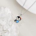 wholesale 925 Sterling Silver Blue Crystal Penguin Heart Pendant Necklace for Women Girls Gifts-0-3