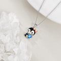 wholesale 925 Sterling Silver Adorable Penguin Pendant With Blue Heart Crystal Necklace Gift-0-3